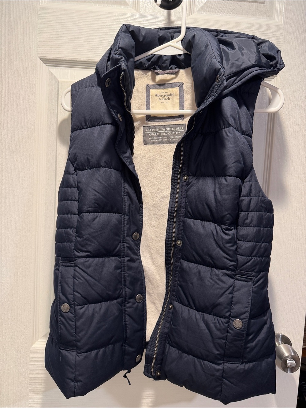 Abercrombie & Fitch Navy Quilted Hooded Puffer Vest